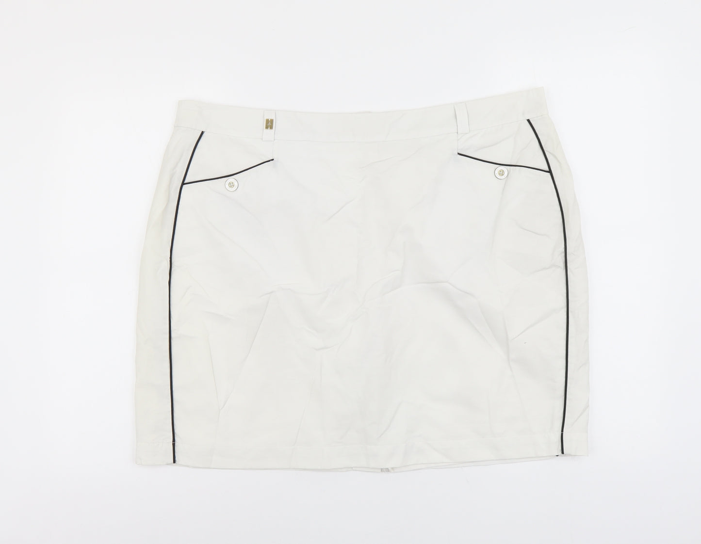 Green Lamb Womens White Cotton Bandage Skirt Size 20 Button
