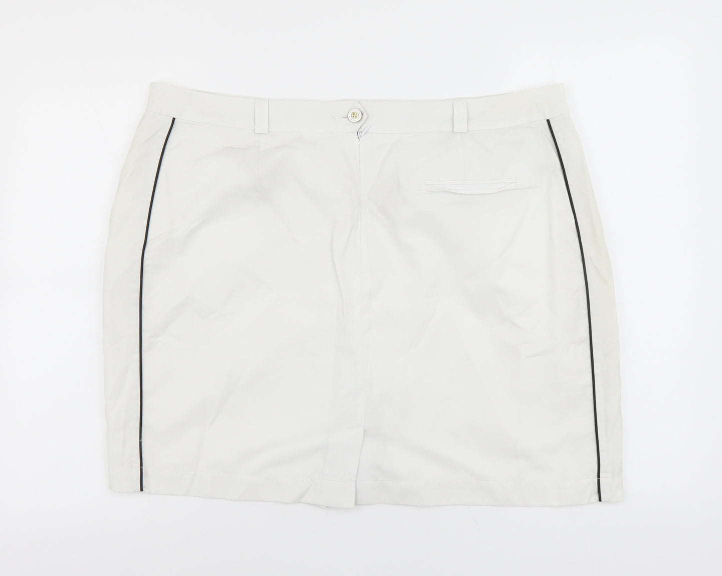 Green Lamb Womens White Cotton Bandage Skirt Size 20 Button