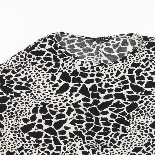 Peacocks Womens Black Geometric Viscose Basic Blouse Size 20 Round Neck