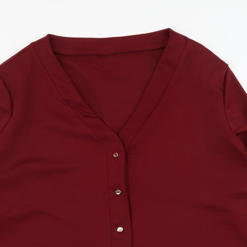 SheIn Womens Purple Polyester Basic Button-Up Size 2XL V-Neck