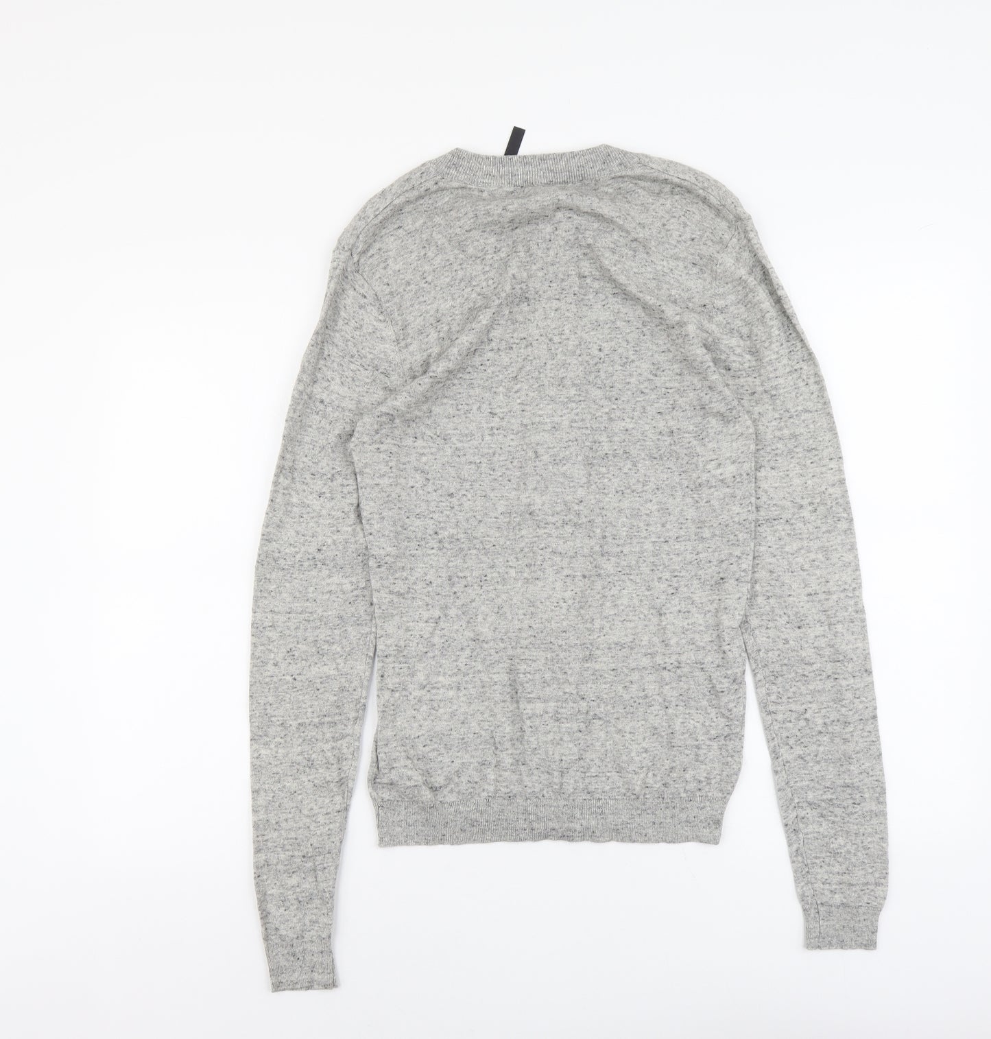 ASOS Mens Grey Round Neck Cotton Full Zip Jumper Size S Long Sleeve