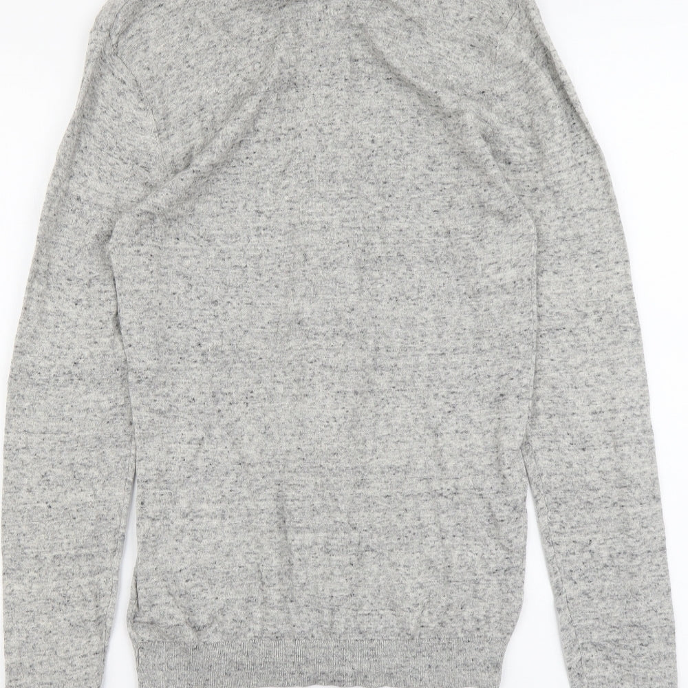 ASOS Mens Grey Round Neck Cotton Full Zip Jumper Size S Long Sleeve