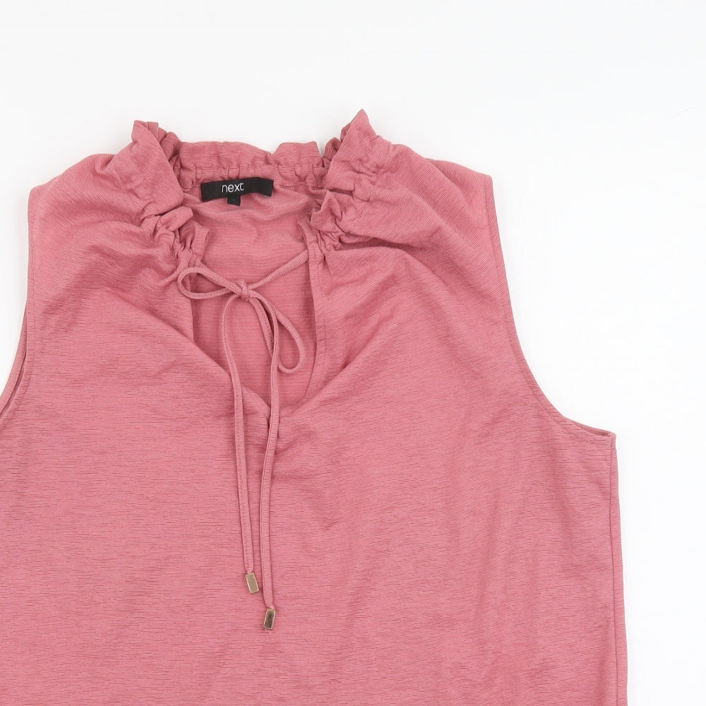 NEXT Womens Pink Polyester Basic Blouse Size 16 V-Neck