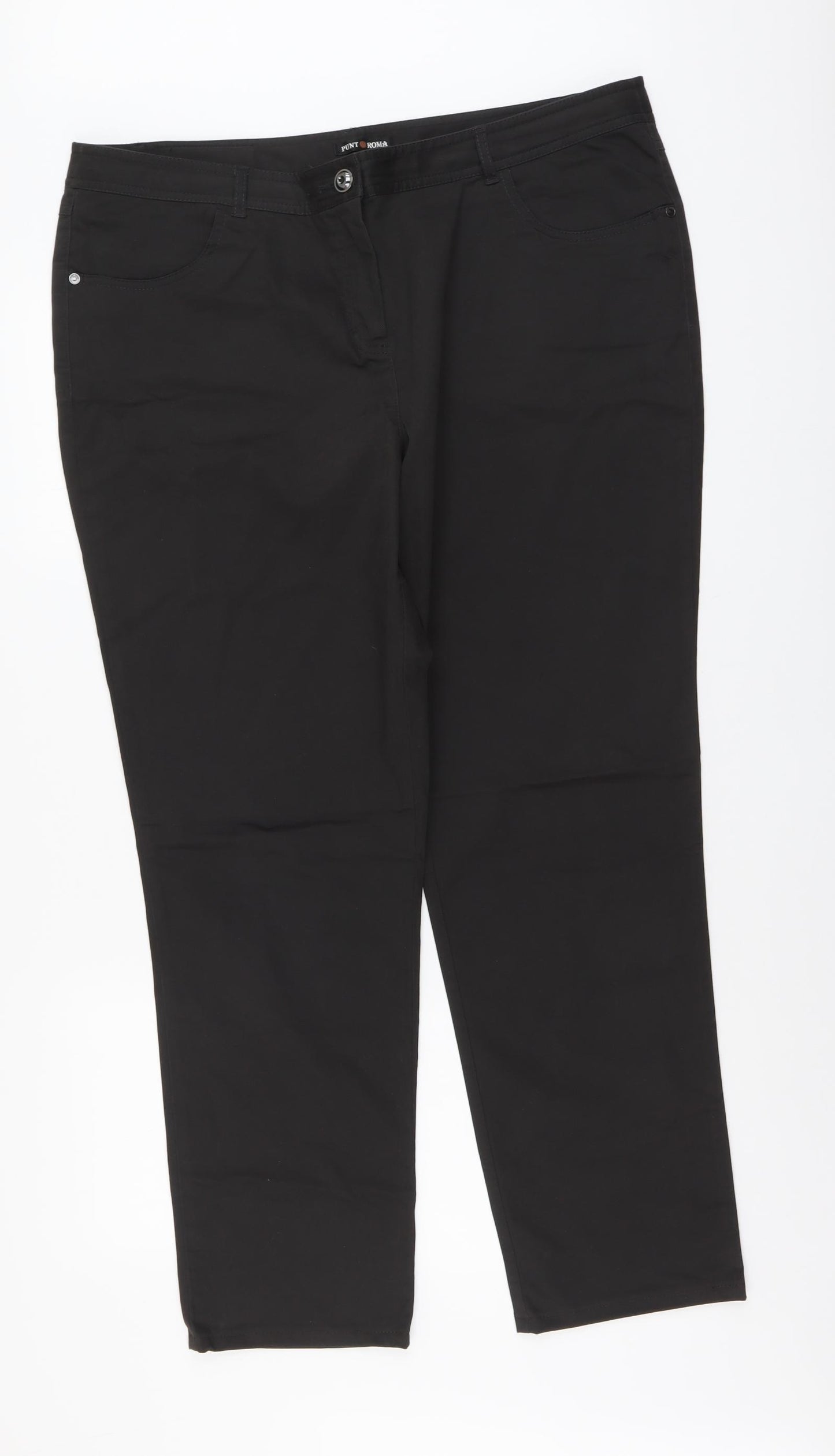 Punt Roma Womens Brown Cotton Dress Pants Trousers Size 20 L30 in Regular Button