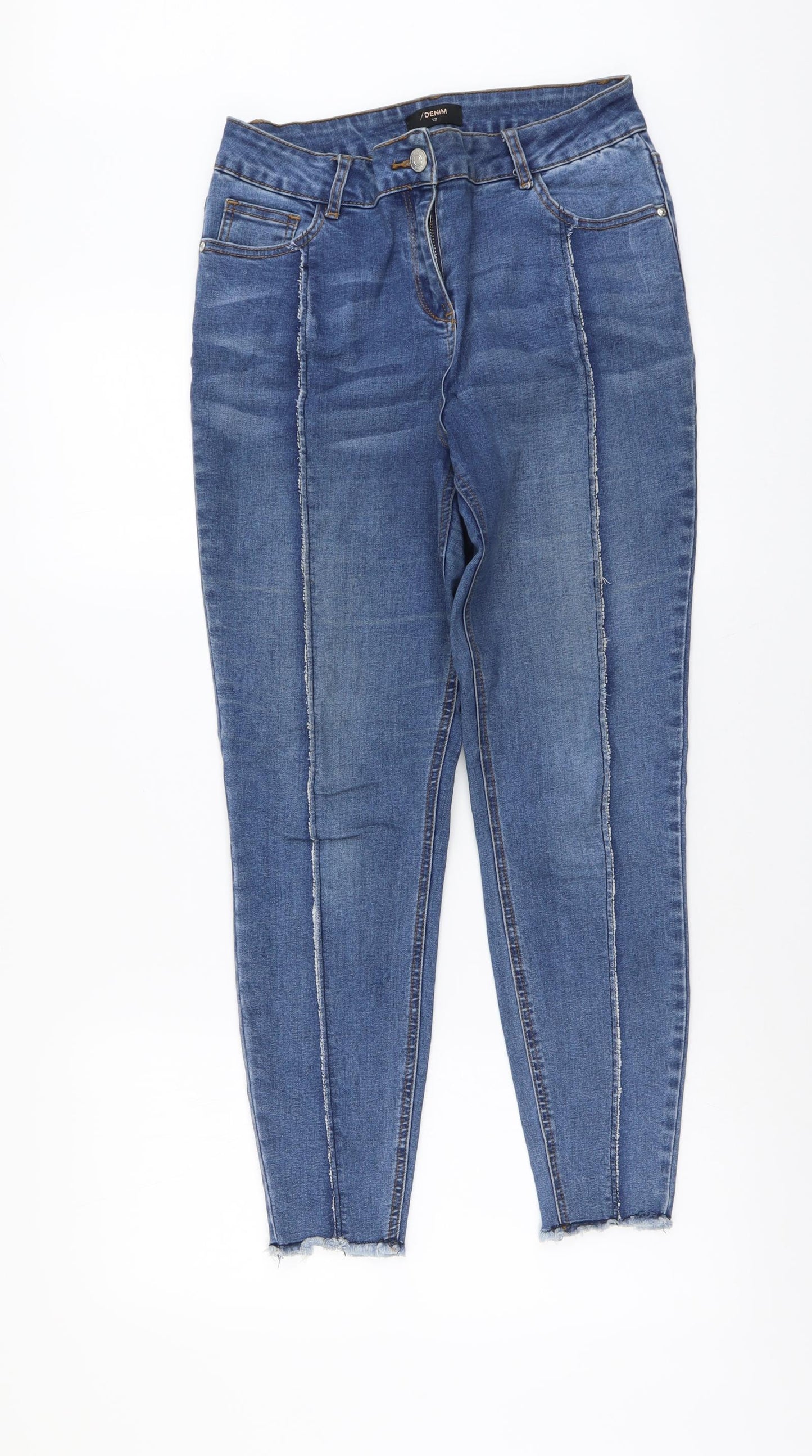 /Denim Womens Blue Cotton Skinny Jeans Size 12 L27 in Button