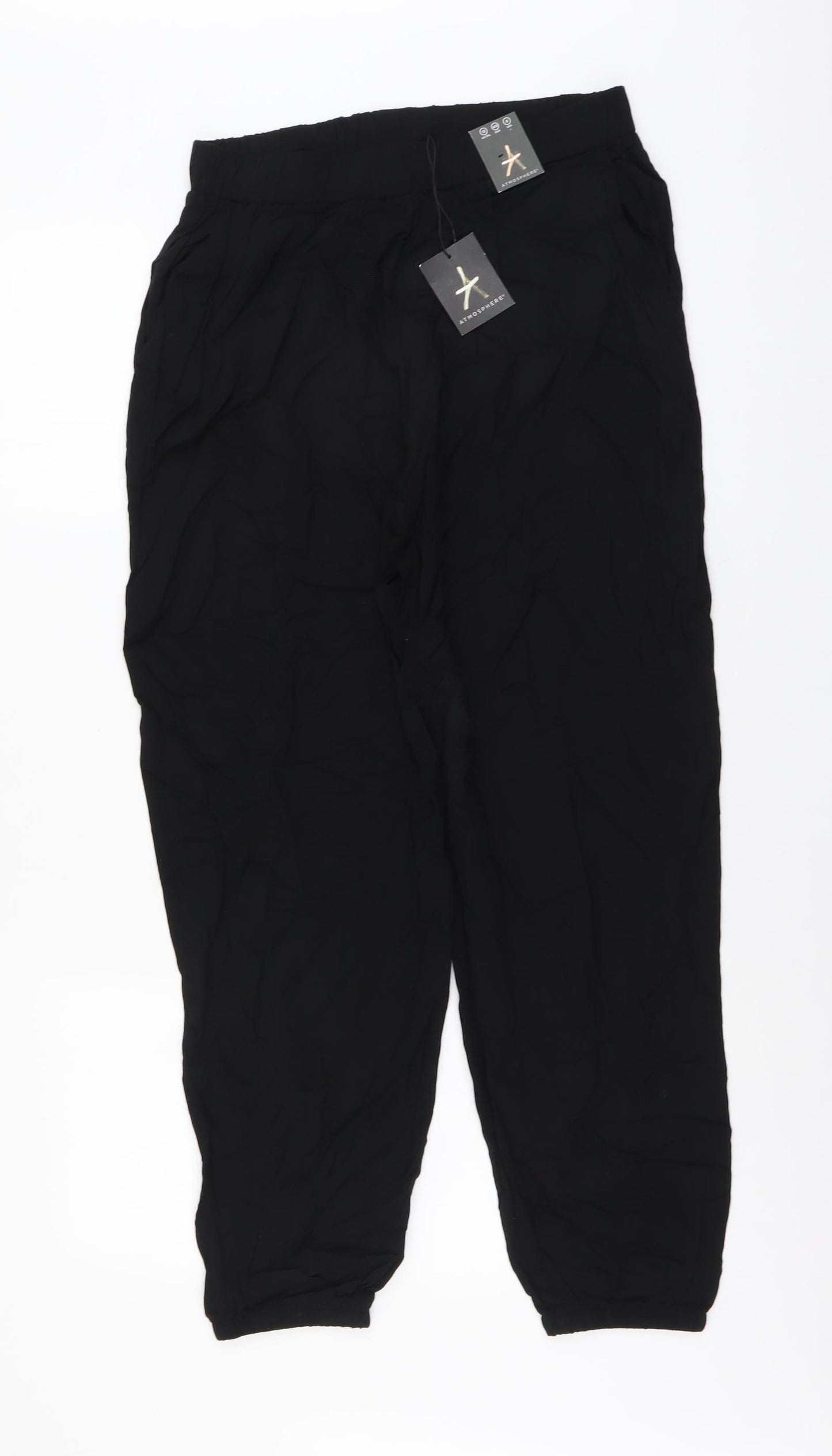 Atmosphere Womens Black Viscose Jogger Trousers Size 12 L29 in Regular