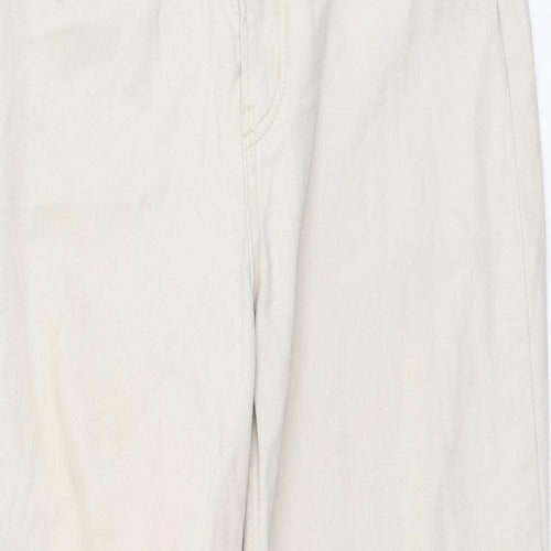 H&M Womens Beige Cotton Mom Jeans Size M L28 in Regular Button