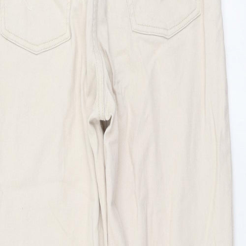 H&M Womens Beige Cotton Mom Jeans Size M L28 in Regular Button