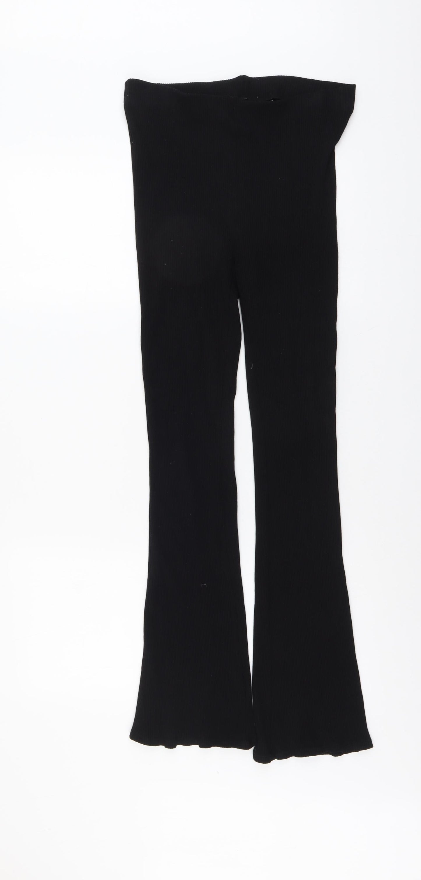 H&M Womens Black Viscose Trousers Size M L29 in Regular