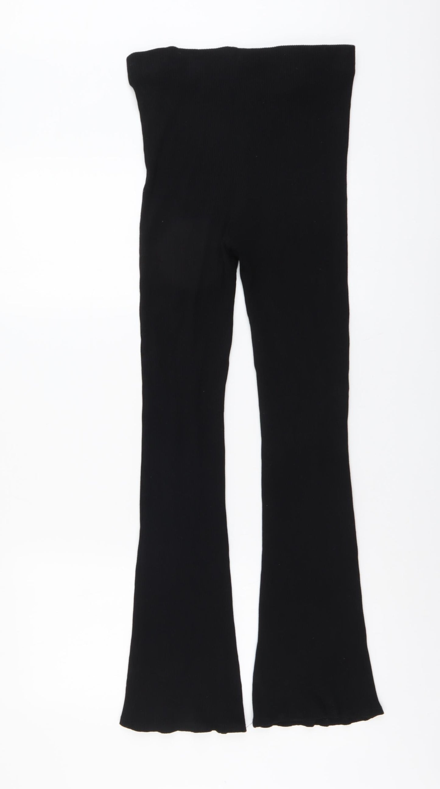 H&M Womens Black Viscose Trousers Size M L29 in Regular