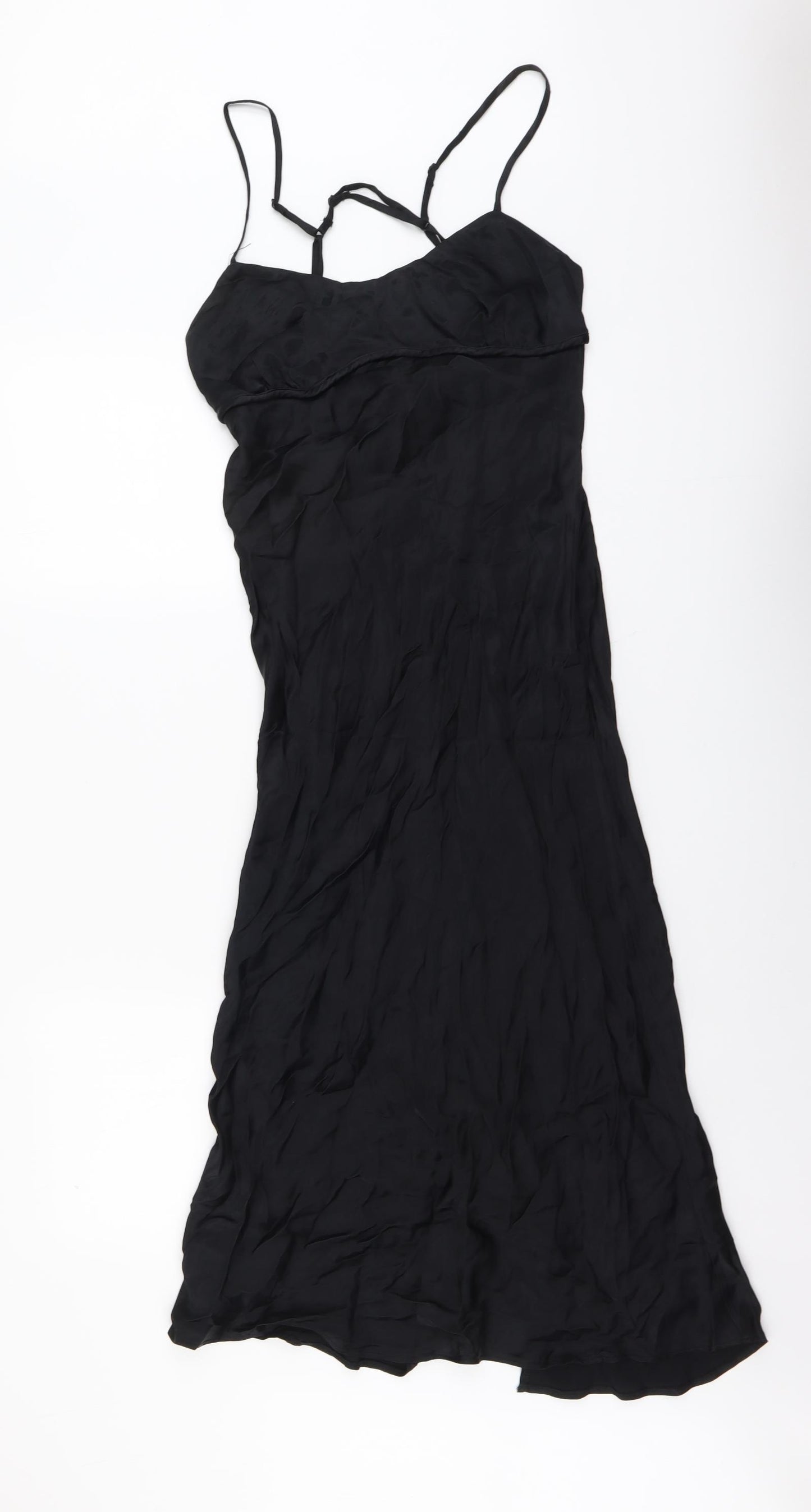 Primark Womens Black Polyester Slip Dress Size 10 Scoop Neck Zip