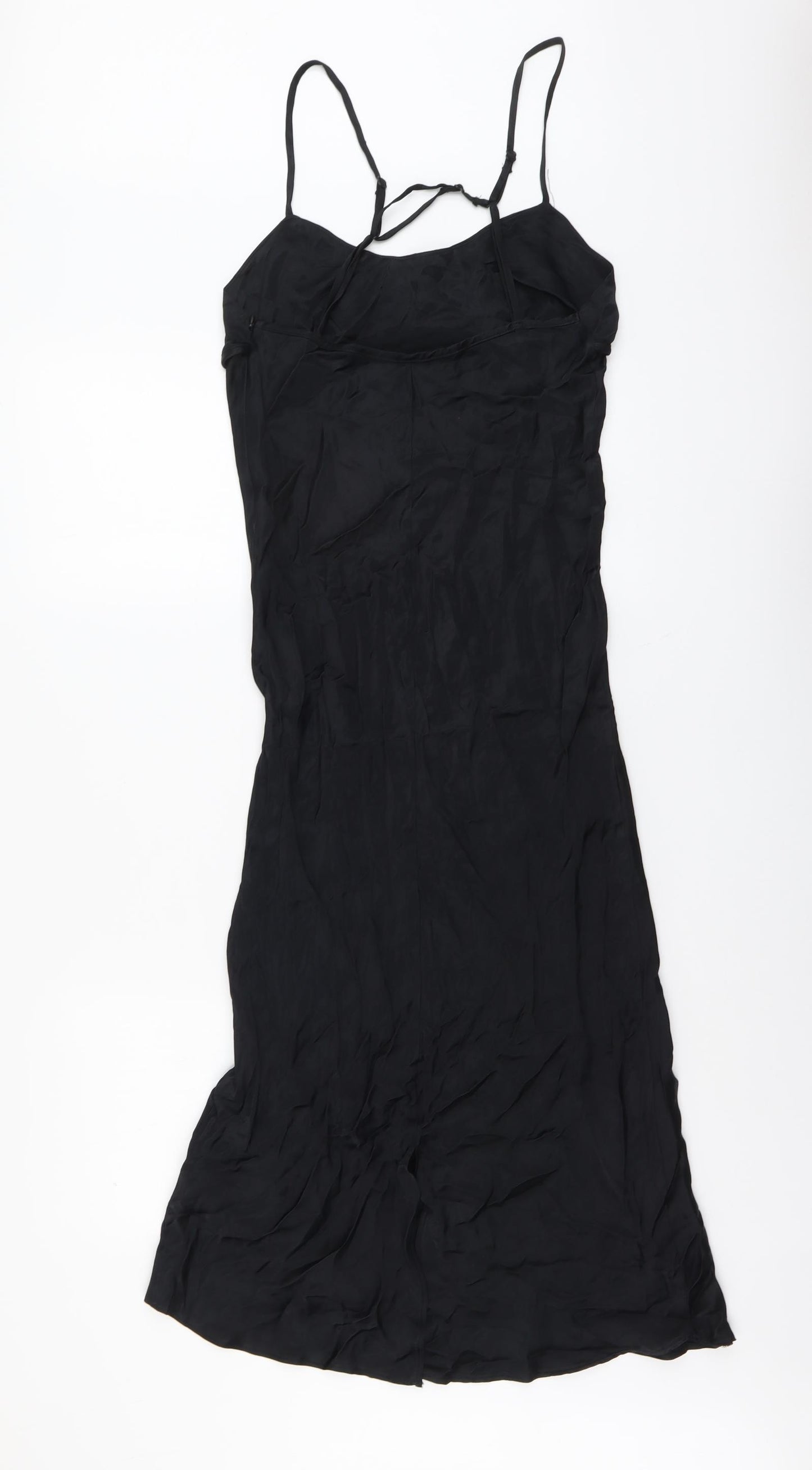 Primark Womens Black Polyester Slip Dress Size 10 Scoop Neck Zip