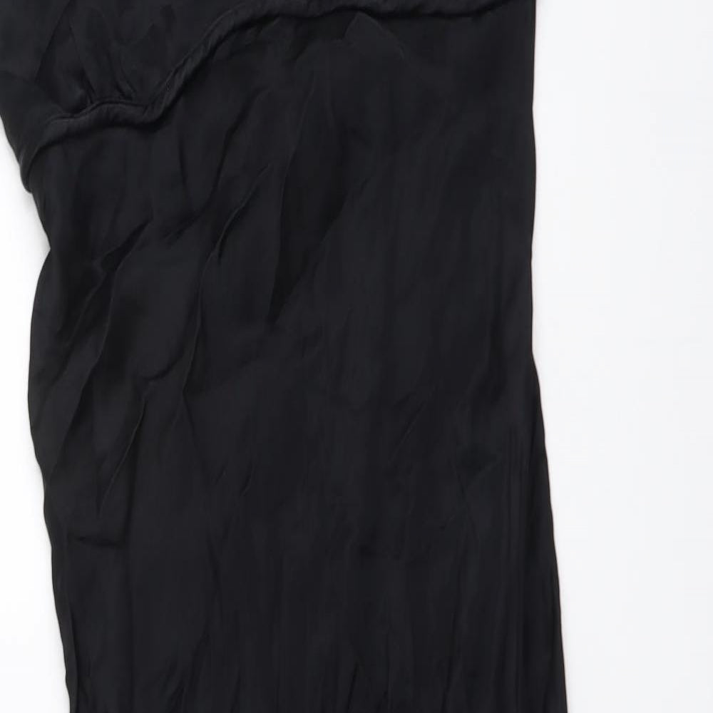 Primark Womens Black Polyester Slip Dress Size 10 Scoop Neck Zip