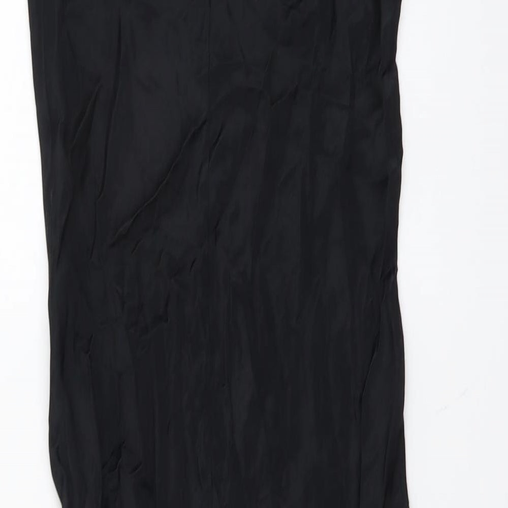 Primark Womens Black Polyester Slip Dress Size 10 Scoop Neck Zip