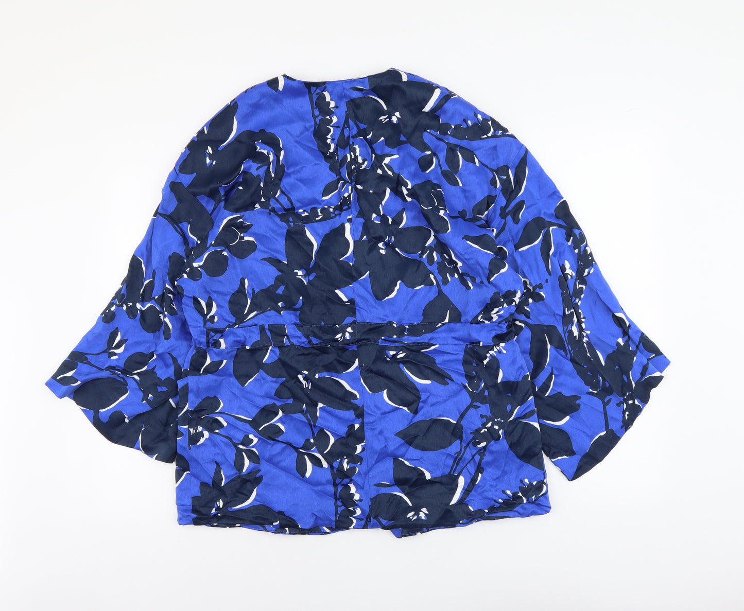 Autograph Womens Blue Geometric Polyester Basic Blouse Size M V-Neck
