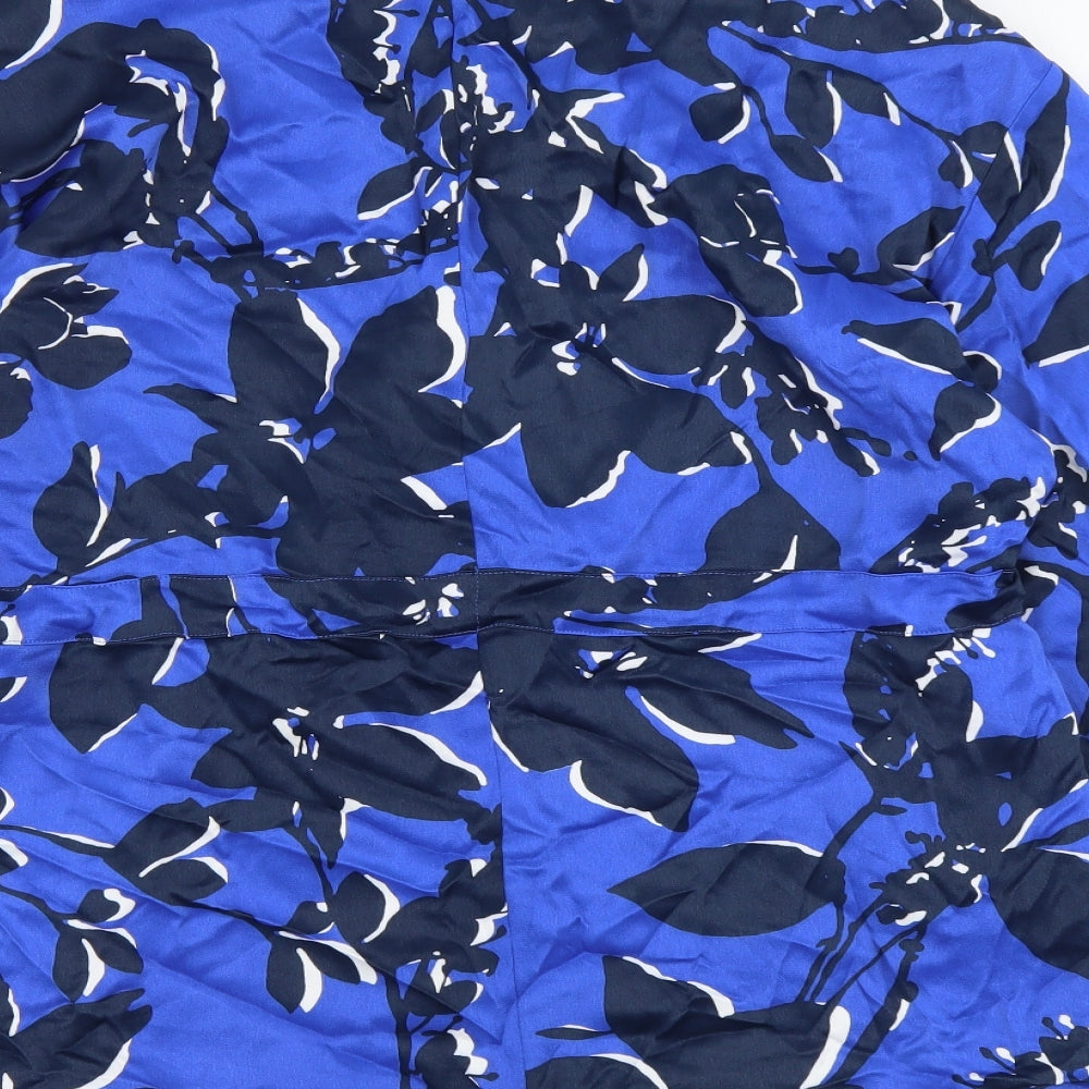 Autograph Womens Blue Geometric Polyester Basic Blouse Size M V-Neck