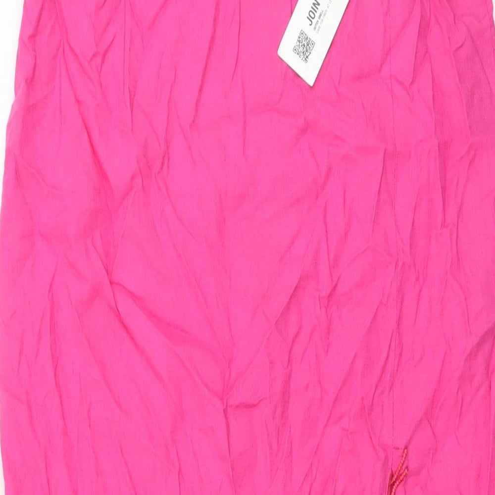Zara Womens Pink Linen Skort Skirt Size M Zip