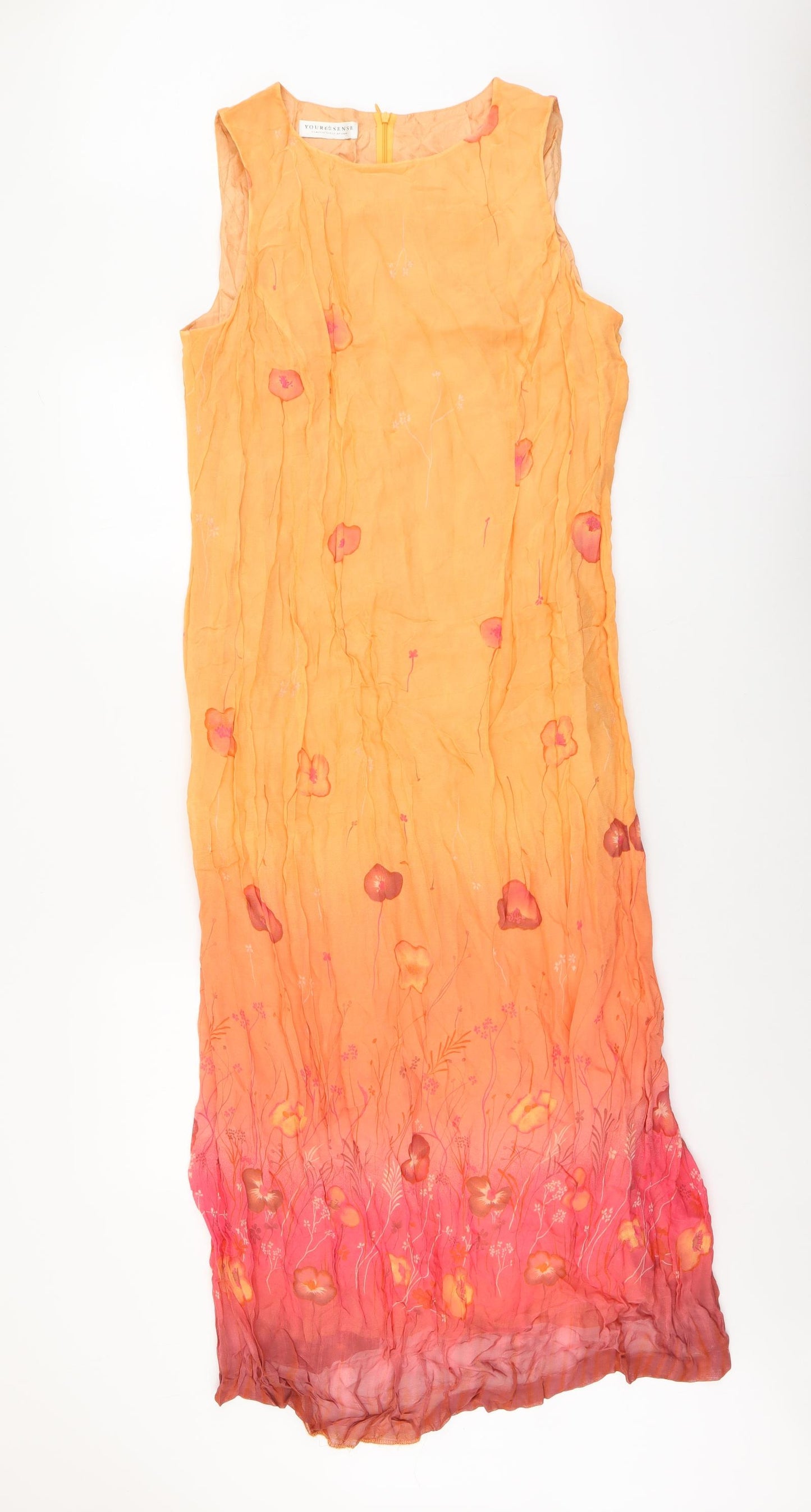 Your Sixth Sense Womens Orange Geometric Polyester A-Line Size 20 Boat Neck Zip
