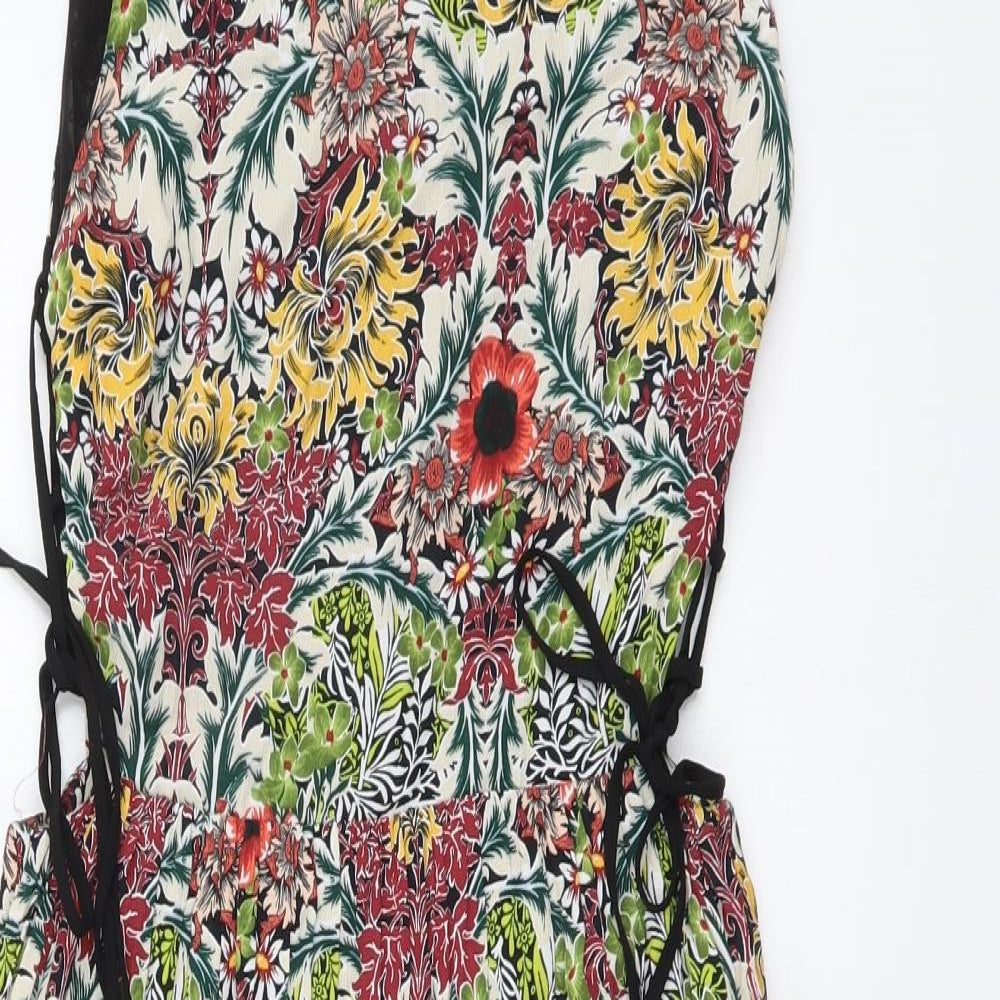 Topshop Womens Multicoloured Floral Viscose A-Line Size 10 Boat Neck Zip