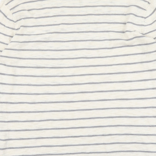 River Island Mens Beige Round Neck Striped Cotton Pullover Jumper Size M Long Sleeve