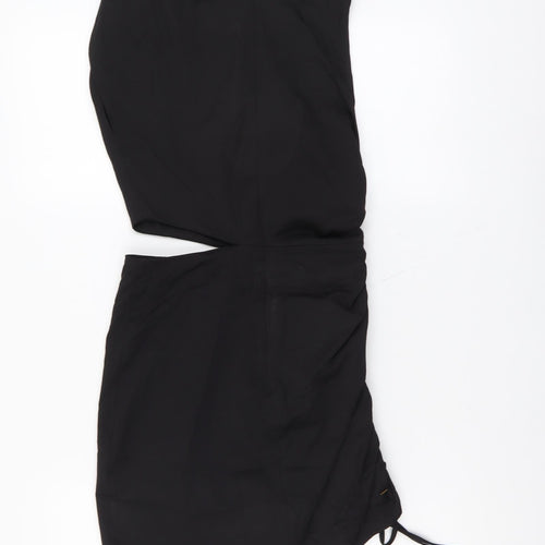 Zara Womens Black Cotton Mini Size XS Boat Neck Zip