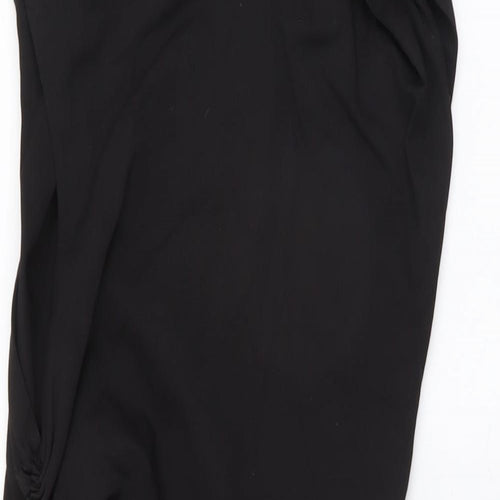 Zara Womens Black Cotton Mini Size XS Boat Neck Zip