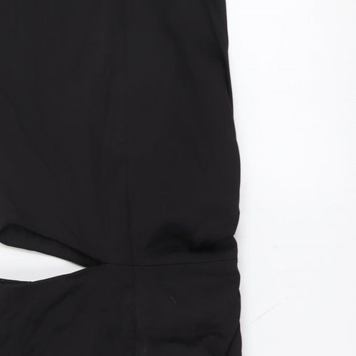 Zara Womens Black Cotton Mini Size XS Boat Neck Zip