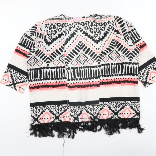 Miss Evie Girls Multicoloured Geometric Polyester Kimono Blouse Size 11-12 Years V-Neck Hook & Eye