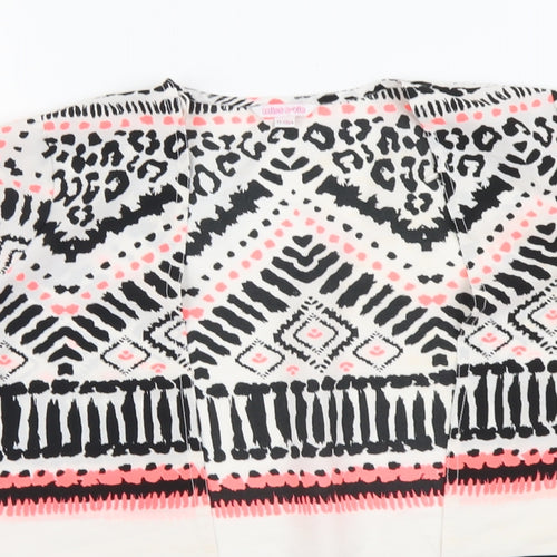 Miss Evie Girls Multicoloured Geometric Polyester Kimono Blouse Size 11-12 Years V-Neck Hook & Eye