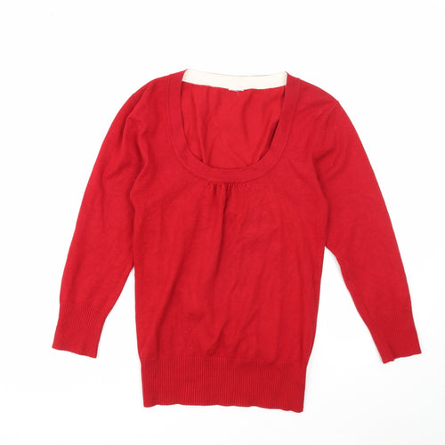 New Look Womens Red Round Neck Viscose Pullover Jumper Size 10