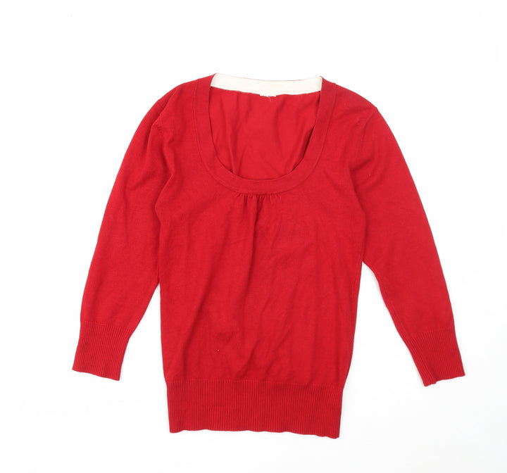 New Look Womens Red Round Neck Viscose Pullover Jumper Size 10