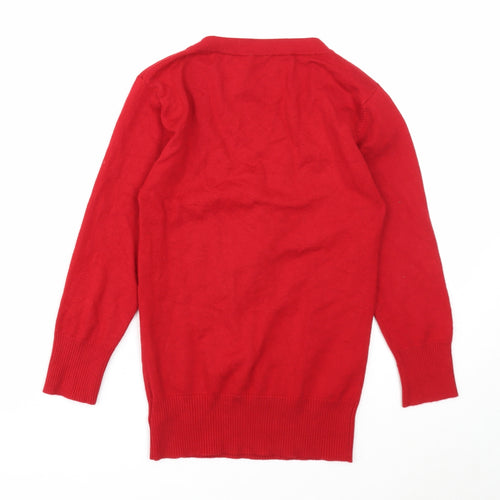 New Look Womens Red Round Neck Viscose Pullover Jumper Size 10