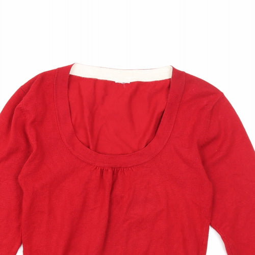 New Look Womens Red Round Neck Viscose Pullover Jumper Size 10
