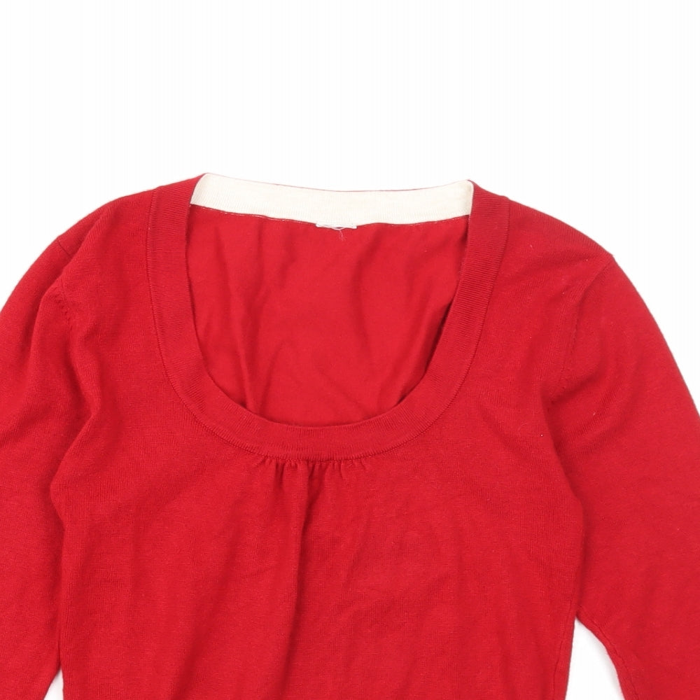 New Look Womens Red Round Neck Viscose Pullover Jumper Size 10