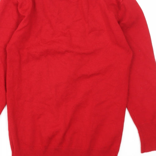 New Look Womens Red Round Neck Viscose Pullover Jumper Size 10