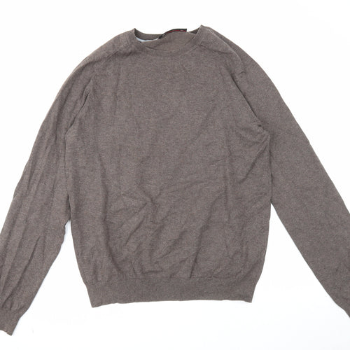 Burton Mens Brown Round Neck Cotton Pullover Jumper Size M Long Sleeve