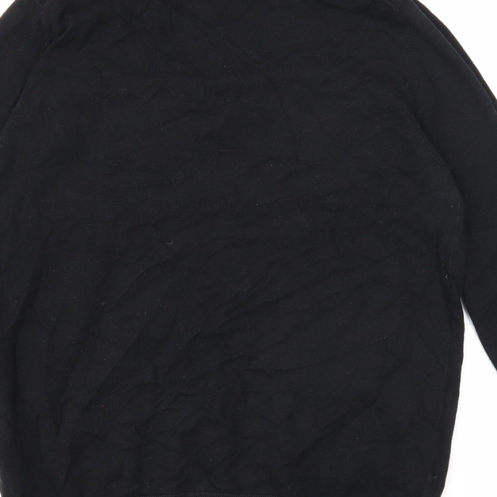 Marks and Spencer Mens Black High Neck Cotton Pullover Jumper Size S Long Sleeve