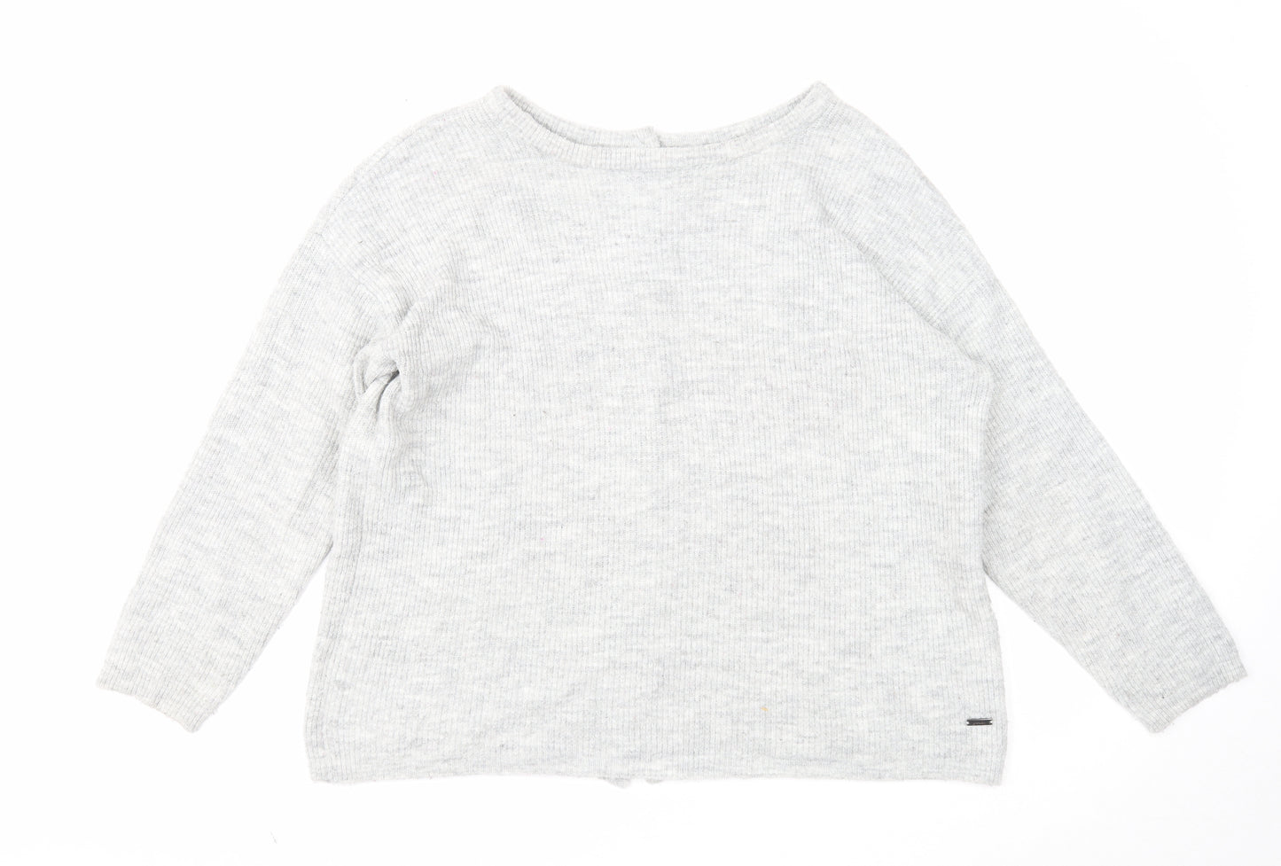Joules Womens Grey Round Neck Acrylic Pullover Jumper Size 16