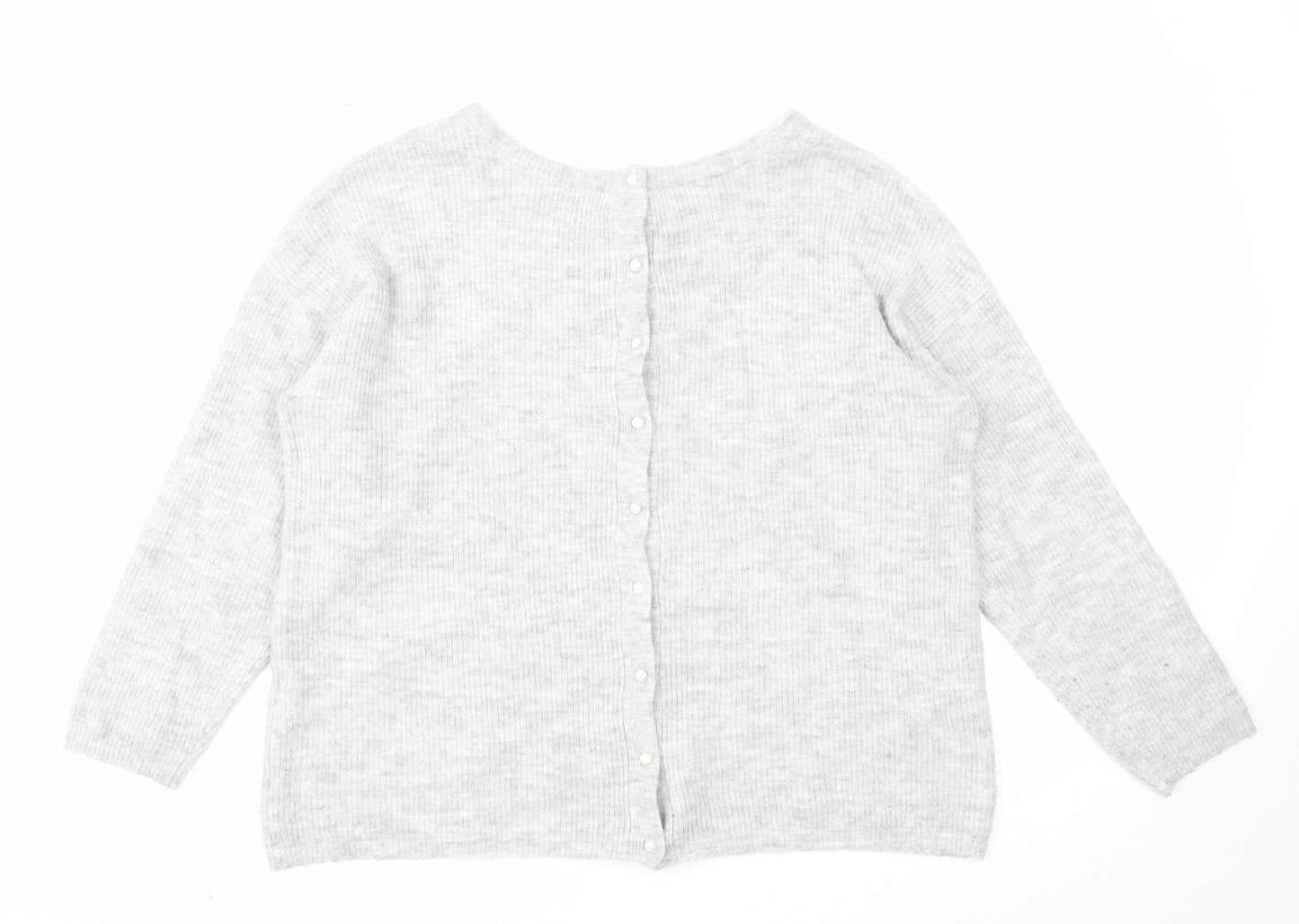 Joules Womens Grey Round Neck Acrylic Pullover Jumper Size 16