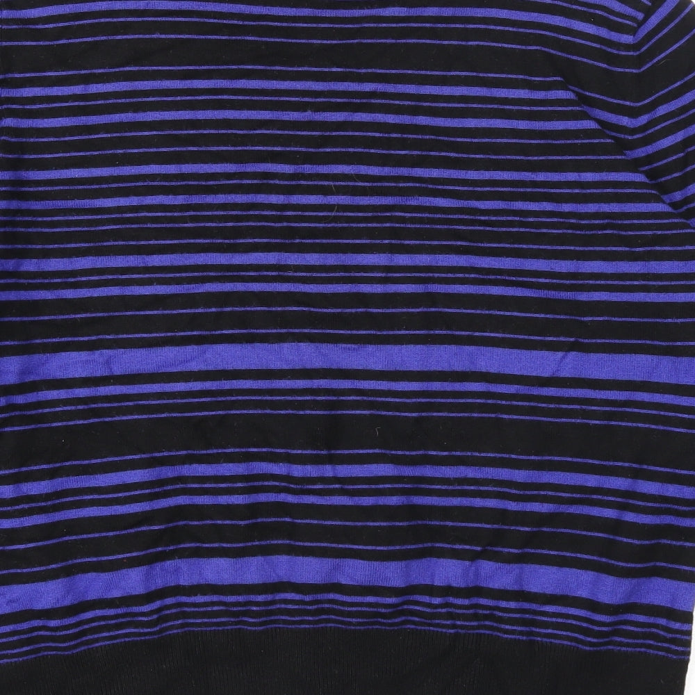 Autonomy Womens Black V-Neck Striped Viscose Pullover Jumper Size 18