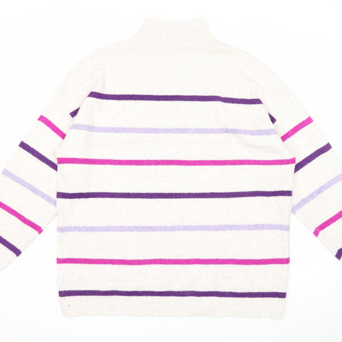 TU Womens Pink Mock Neck Striped Acrylic Pullover Jumper Size 14