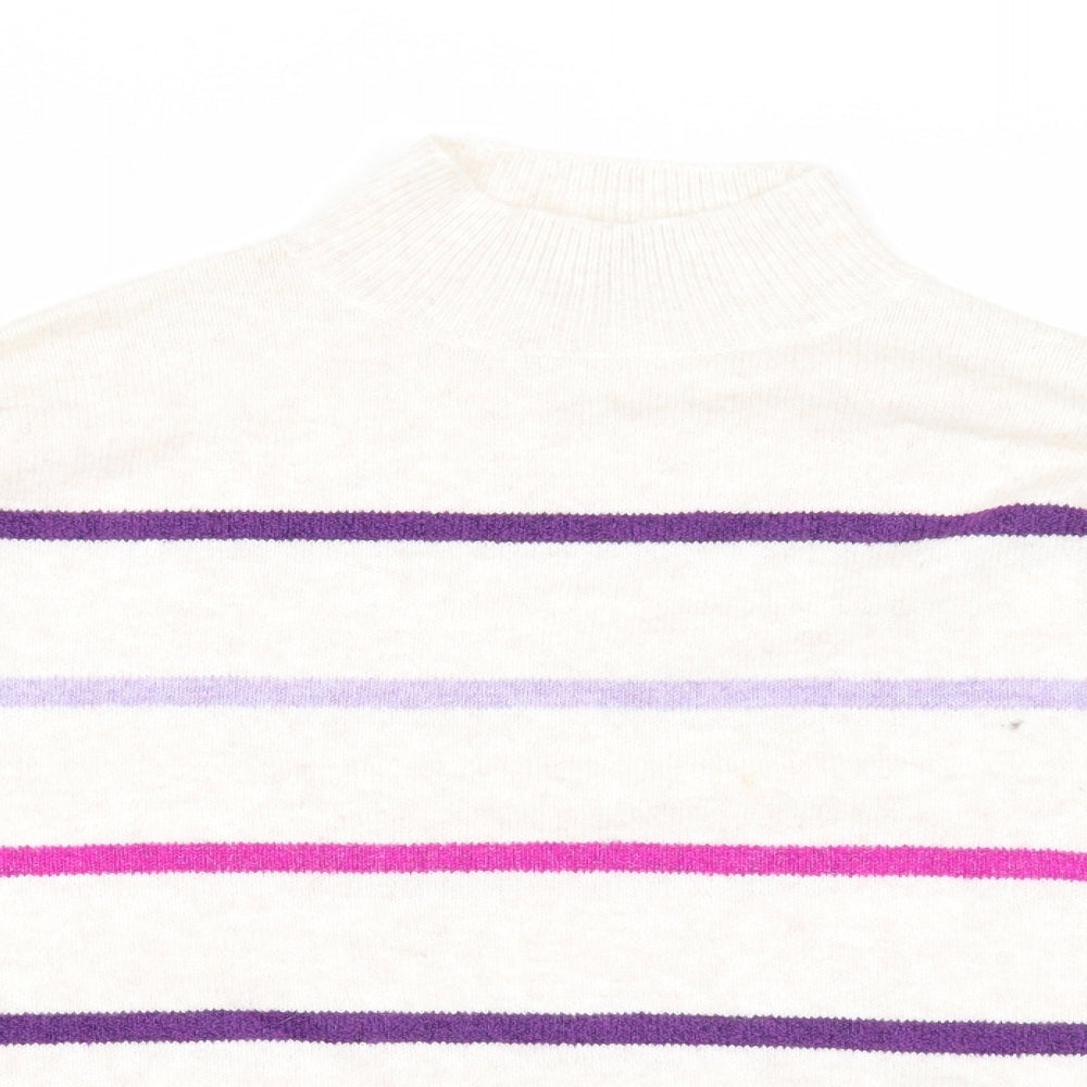 TU Womens Pink Mock Neck Striped Acrylic Pullover Jumper Size 14