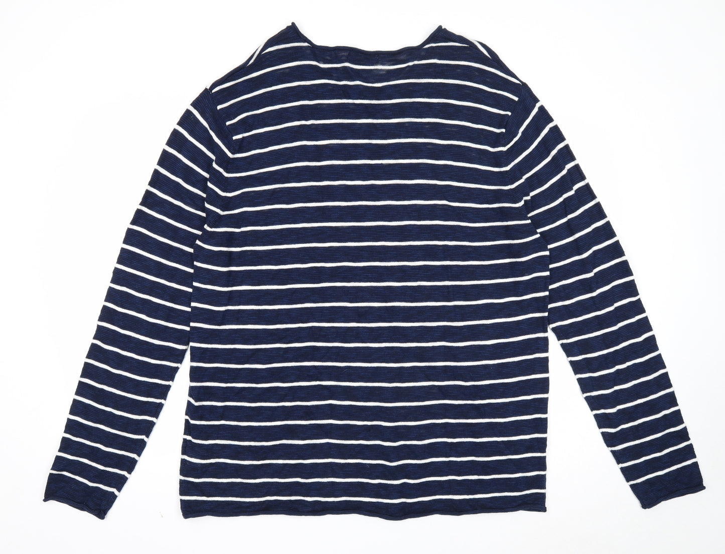 River Island Womens Blue Round Neck Striped Cotton Pullover Jumper Size 2XL