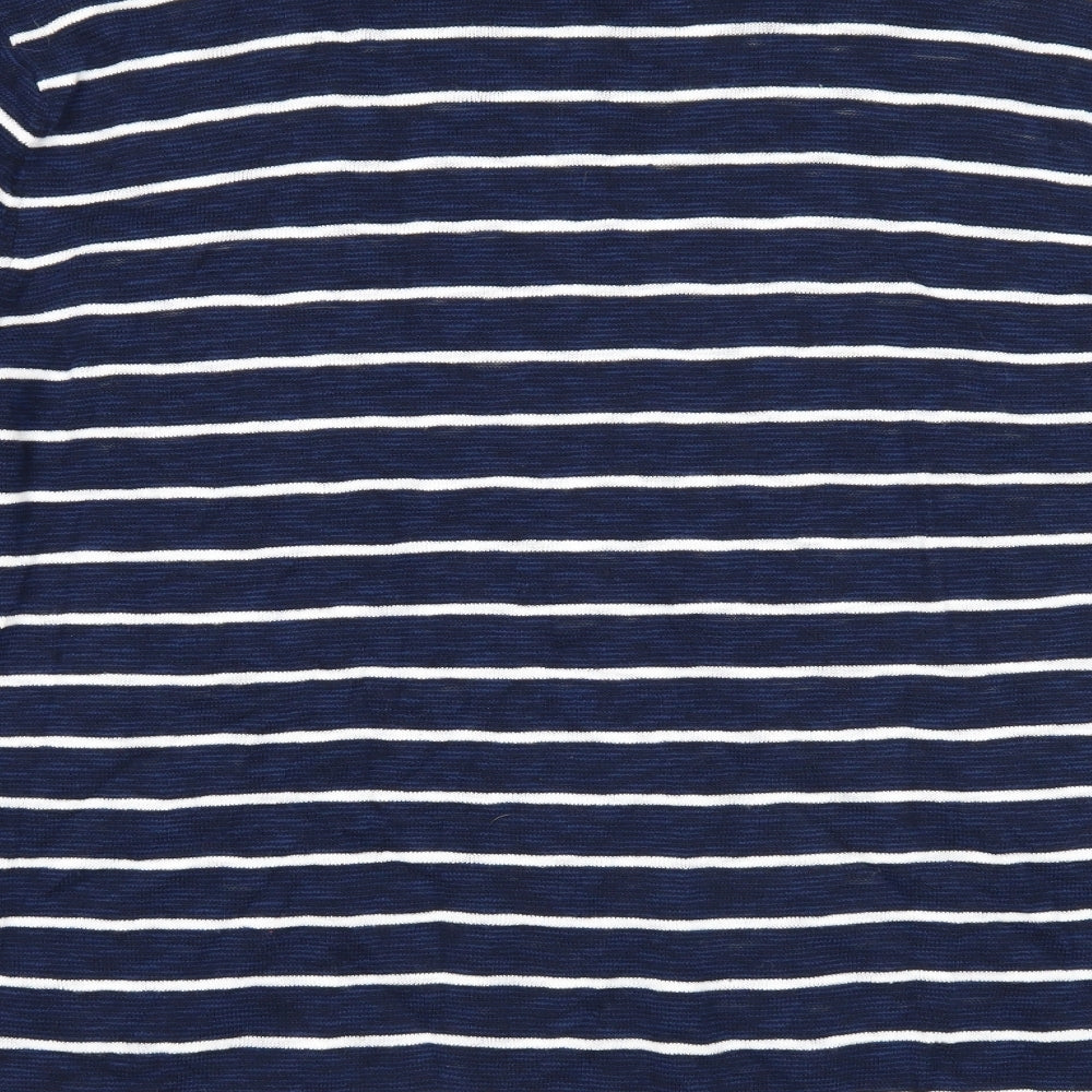 River Island Womens Blue Round Neck Striped Cotton Pullover Jumper Size 2XL