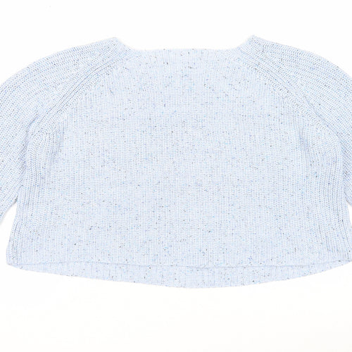 H&M Womens Blue Boat Neck Acrylic Pullover Jumper Size S - Cropped