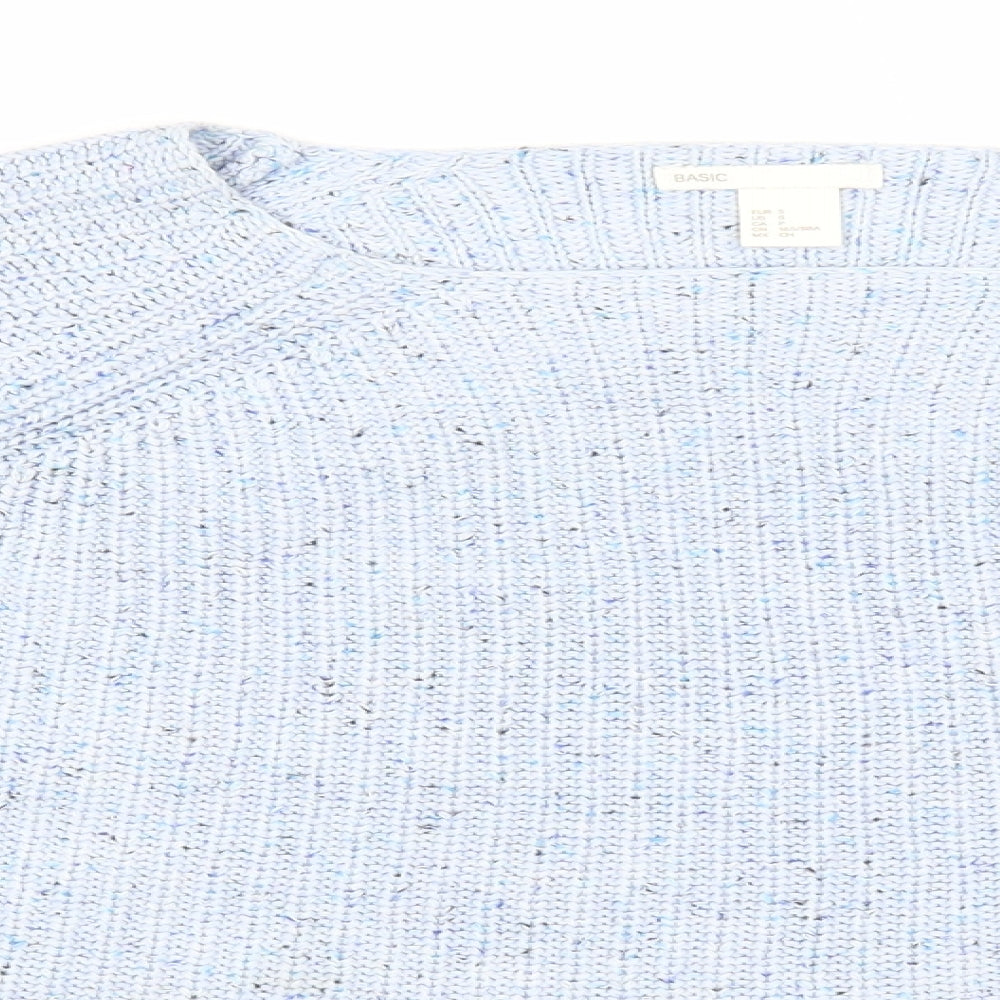 H&M Womens Blue Boat Neck Acrylic Pullover Jumper Size S - Cropped