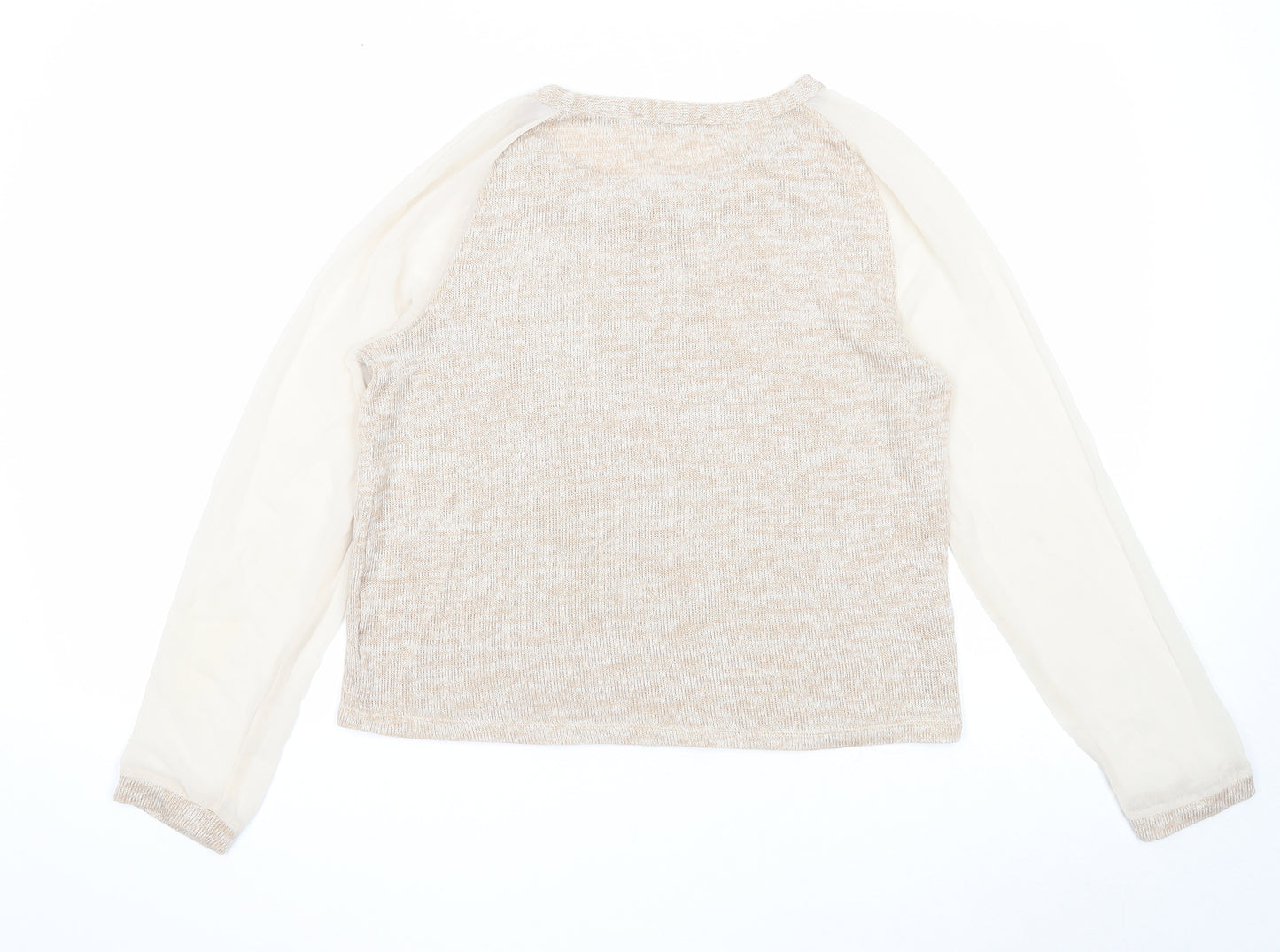 Atmosphere Womens Beige Boat Neck Acrylic Pullover Jumper Size 10 - Chiffon Sleeve