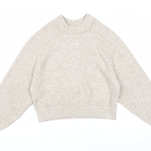 ASOS Womens Beige Round Neck Acrylic Pullover Jumper Size 6 - Ribbed