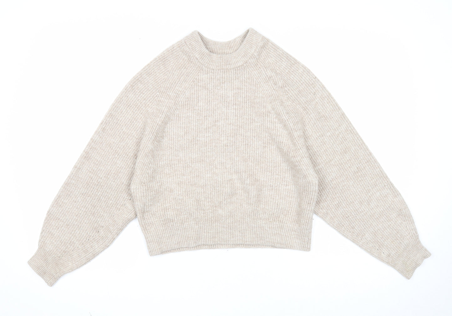 ASOS Womens Beige Round Neck Acrylic Pullover Jumper Size 6 - Ribbed