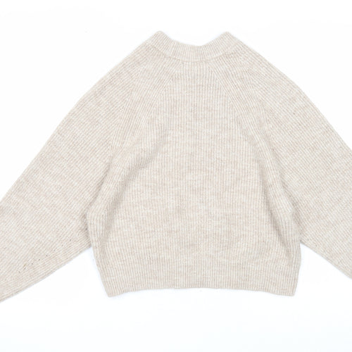 ASOS Womens Beige Round Neck Acrylic Pullover Jumper Size 6 - Ribbed